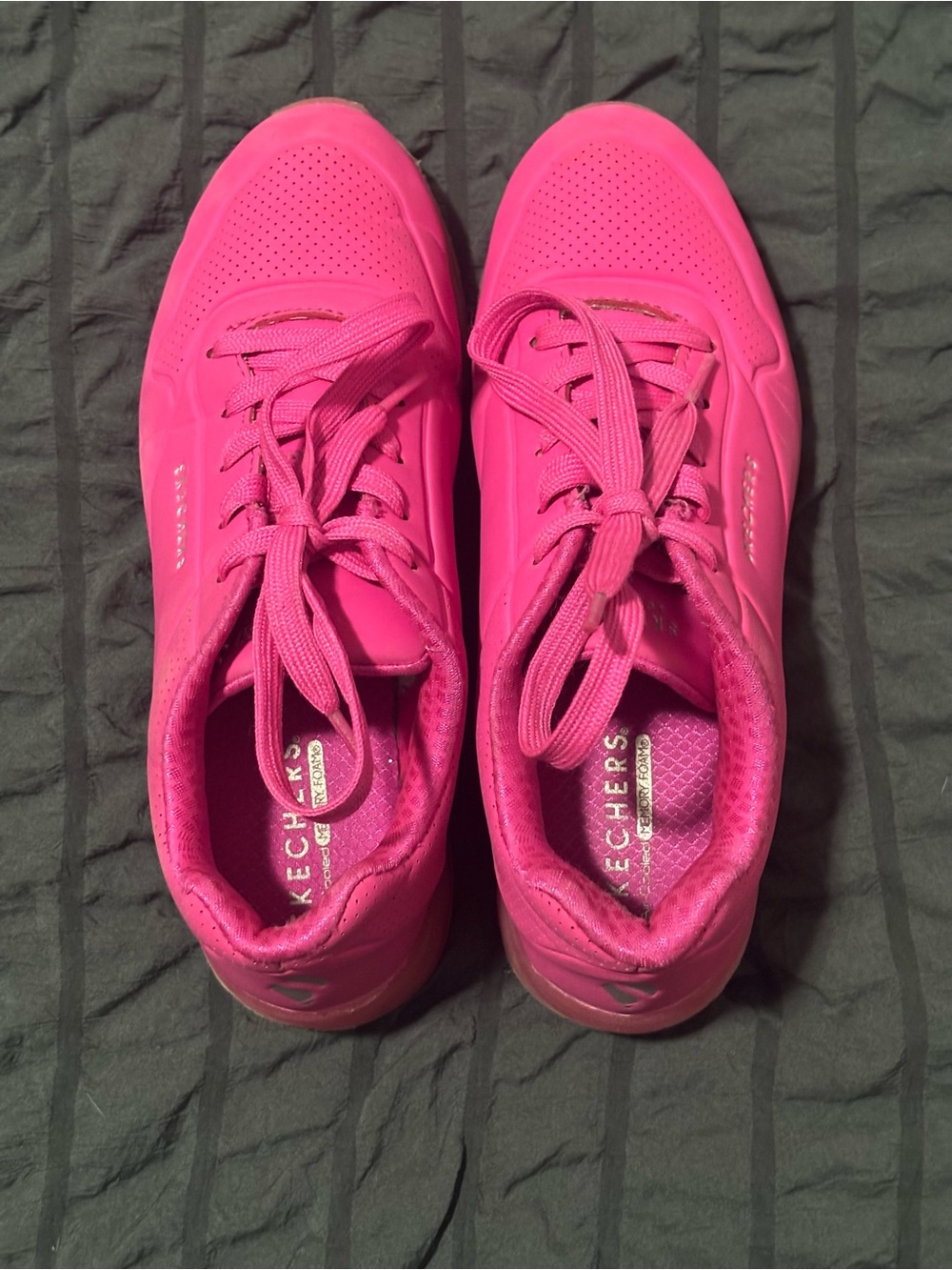 Skechers Kids Neon Pink Lace-Up Sneakers - Picture 2 of 6